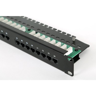 1U 19" 24 Port Patch Panel Cat6 Right Angle Style