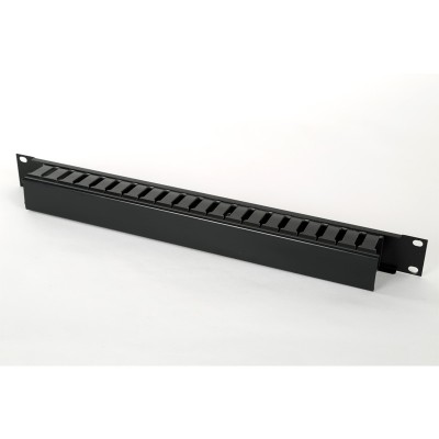 1U 19" Front Tidy Dump Panel With Lid In Black