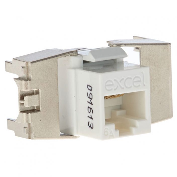 Excel Cat6a Low Profile Unscreened Toolless Keystone Jack - White