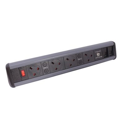 Desktop Unit with 4 x UK Sockets 2 x Cat6 Couplers and 1 x Dual USB Charger